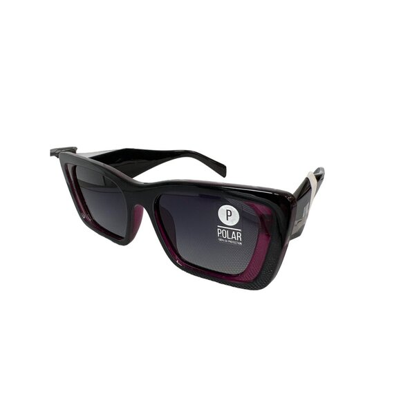 Kreedom Polarized Sunglasses UV Protection Black Purple Frame Modern Eyewear NEW - Picture 1 of 6